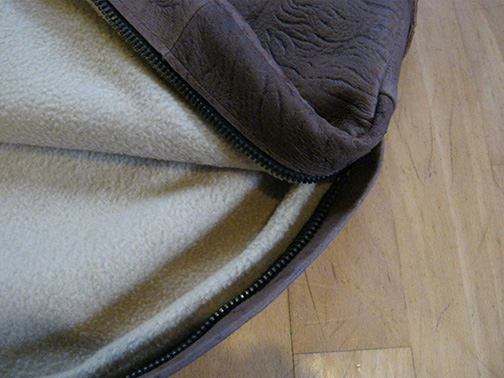 Trommeltasche Detail Reißverschluß